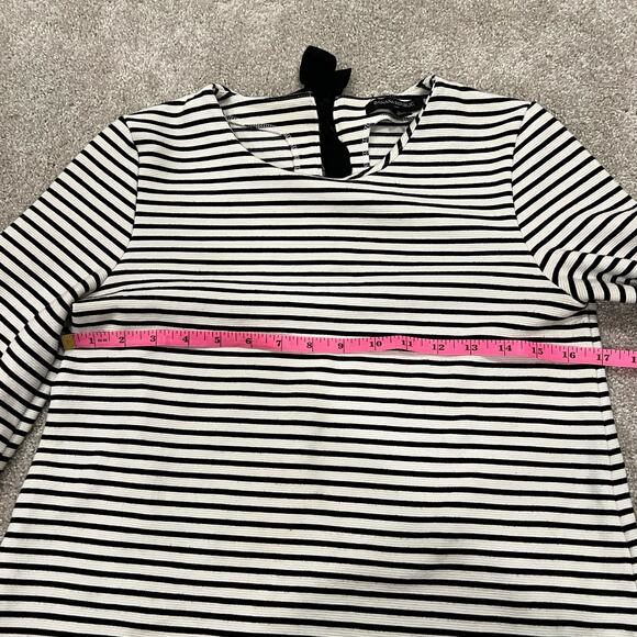 Banana Republic Women's Long Sleeve White Black Stripes Bow Size Small - Picture 9 of 9